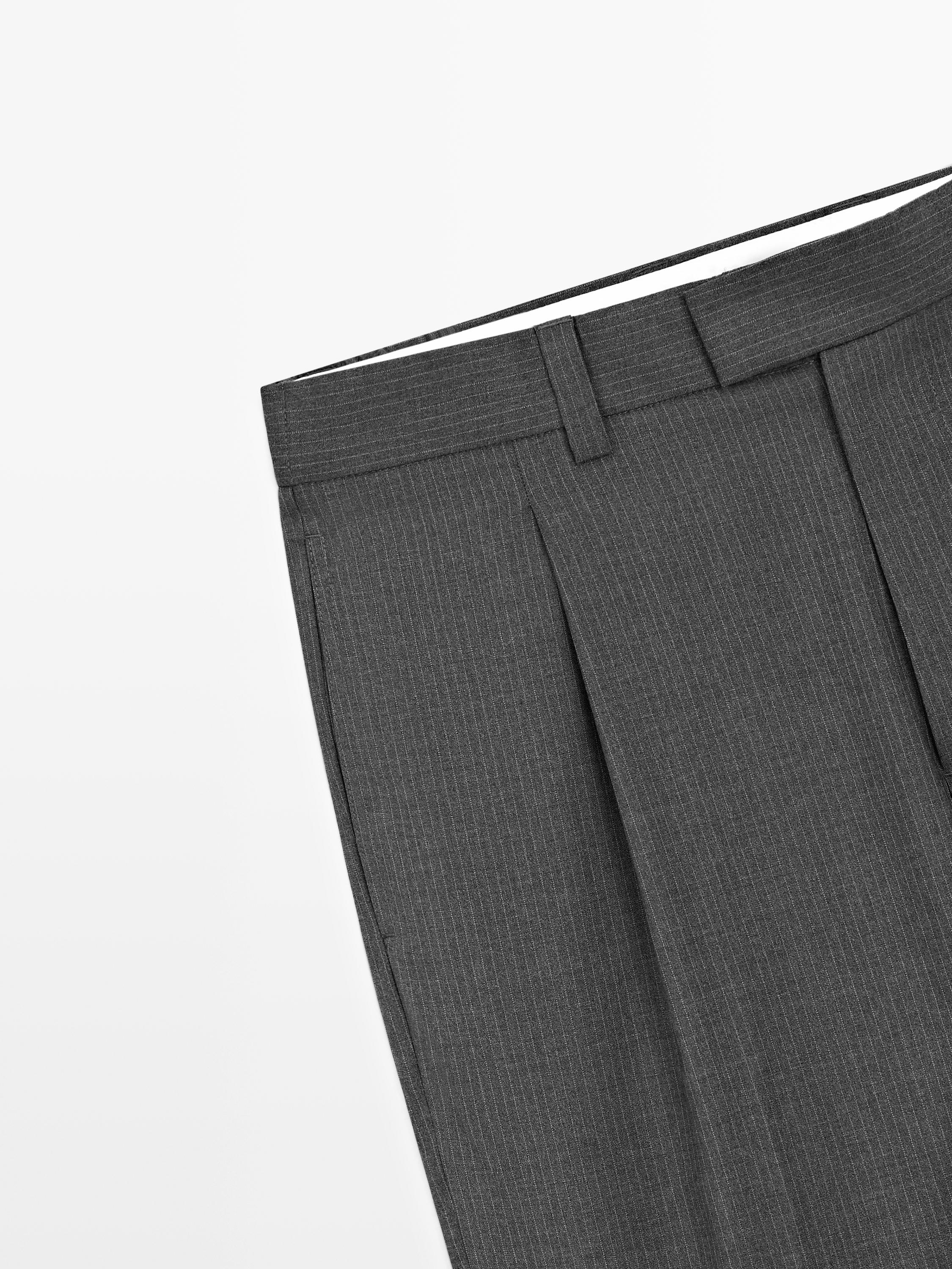 Pantalon à pinces en laine mélangée